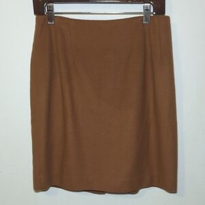 Vintage Ann Taylor Tan Pencil Skirt Wool Cashmere Blend Women's Size 12